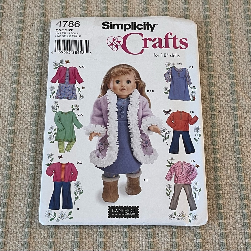 New - Simplicity Crafts Pattern for 18" Dolls - #4786